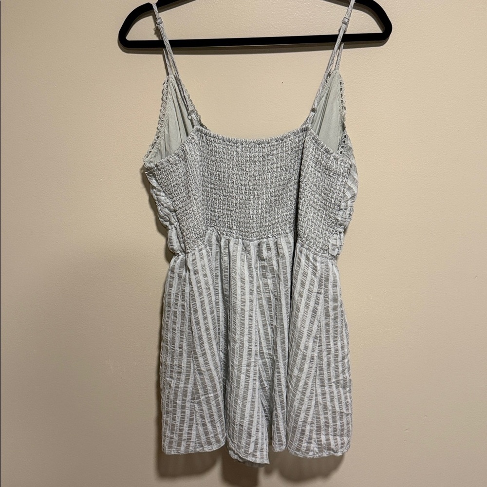 LULUS Feel Inspired Sage Green Striped Sleeveless Romper size large size large - Picture 6 of 7